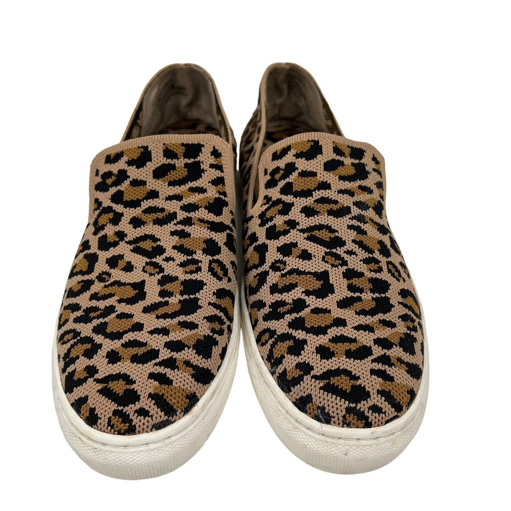 Steve Madden Size 9.5 Shoes Kelsea Knit Loafers Sneakers Slip Ons Leopard Print